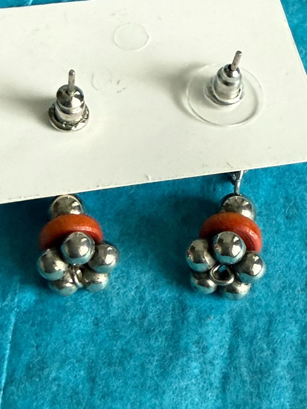 Sterling-Style Floral Drop Earrings with Orange Accent Beads